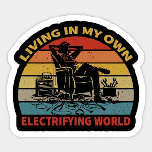Retro Electrician Vintage Sunset Electrical Funny Lineman Humor Sticker